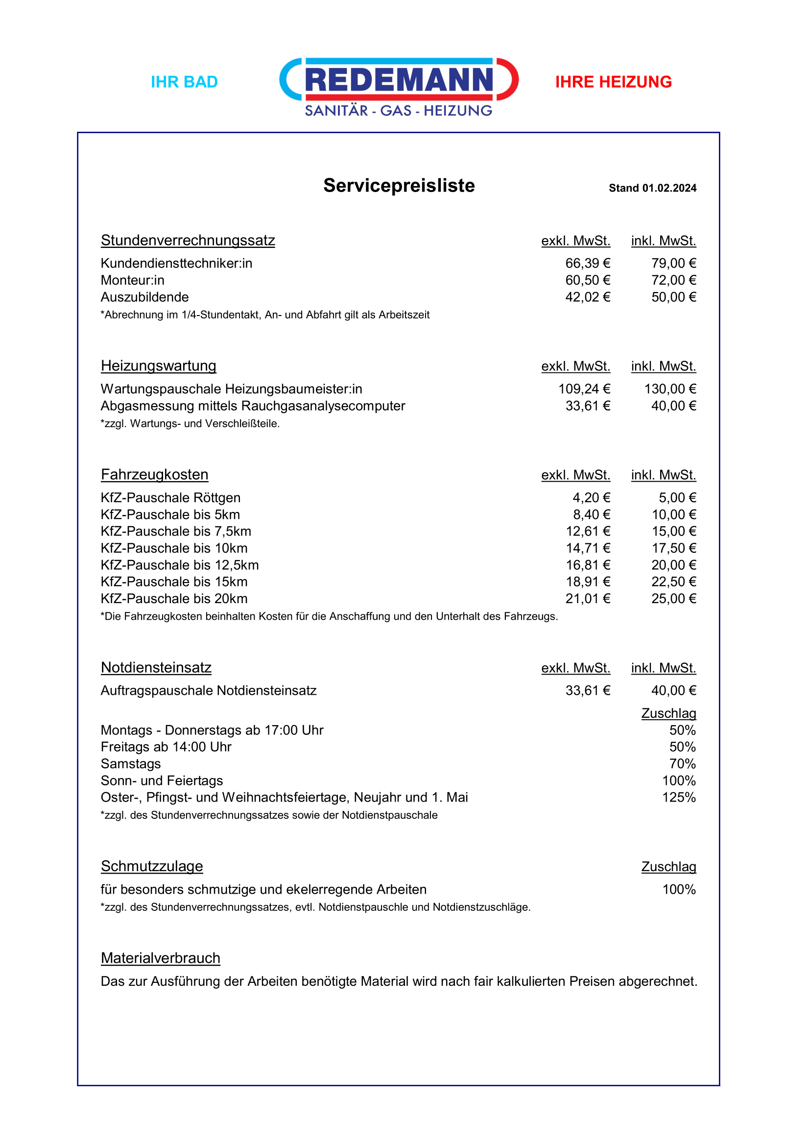 Kundendienst Redemann Sanitär Gas Heizung
